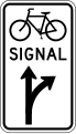 Bicycle signal optional movement (thru and turn) road sign (MUTCD R10-41)
