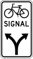Bicycle signal optional movement (left and right turns) road sign (MUTCD R10-41a)