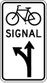 Bicycle signal optional movement (left and thru) road sign (MUTCD R10-41c)
