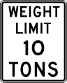 Weight limit road sign (MUTCD R12-1)