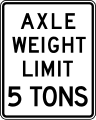 Axle weight limit road sign (MUTCD R12-2)
