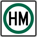 Hazardous material route road sign (MUTCD R14-2)