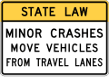 Minor crashes, move vehicles from travel lanes road sign (MUTCD R16-4)