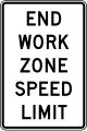 End work zone speed limit road sign (MUTCD R2-12)