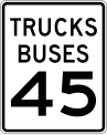Trucks and buses speed limit (plaque) road sign (MUTCD R2-2bP)
