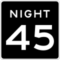 Night speed limit (plaque) road sign (MUTCD R2-3)