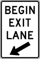 Begin exit lane road sign (MUTCD R3-56)