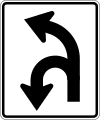 Optional movement lane control, U or left turn road sign (MUTCD R3-6a)