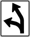 Optional movement lane control, double left turns road sign (MUTCD R3-6b)