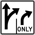 Advance intersection lane control (two lanes) (right) road sign (MUTCD R3-8R)