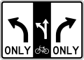 Advance intersection lane control with bike lane road sign (MUTCD R3-8xb)
