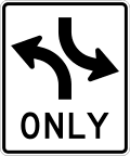 Two-way left turn only (overhead) road sign (MUTCD R3-9a)