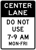 Reversible lane control (post-mounted) road sign (MUTCD R3-9f)