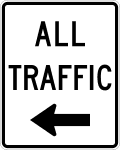 All traffic must turn left road sign (MUTCD R4-20L)