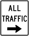 All traffic must turn right road sign (MUTCD R4-20R)