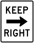 Keep right road sign (MUTCD R4-7a)