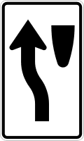 Keep left of obstacle road sign (MUTCD R4-8c)