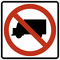 No trucks road sign (MUTCD R5-2)