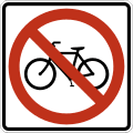 No bicycles road sign (MUTCD R5-6)