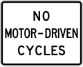No motor-driven cycles road sign (MUTCD R5-8)