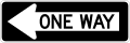 One way (left) road sign (MUTCD R6-1L)