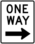 One way (with arrow) (right) road sign (MUTCD R6-2R)