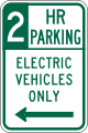 Two hour parking, electric vehicles only road sign (MUTCD R7-112)