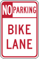 No parking, bike lane road sign (MUTCD R7-9)