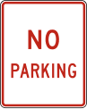 No parking (text) road sign (MUTCD R8-3a)