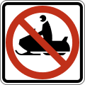 No snowmobiles road sign (MUTCD R9-15)