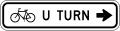 Bicycle U turn (right arrow) road sign (MUTCD R9-26a)