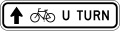 Bicycle U turn (straight arrow) road sign (MUTCD R9-26b)