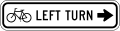 Bicycle left turn (right arrow) road sign (MUTCD R9-27a)