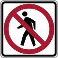 No pedestrians crossing (symbol) road sign (MUTCD R9-3)