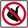 No hitchhiking (symbol) road sign (MUTCD R9-4)