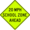 School speed zone ahead road sign (MUTCD S4-5a)