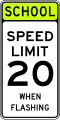 School speed limit when flashing road sign (MUTCD S5-1)