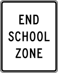 End school zone road sign (MUTCD S5-2)