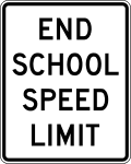 End school speed limit road sign (MUTCD S5-3)