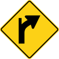 Curve with tangent (right) road sign (MUTCD W1-10bR)