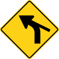 Curve with tangent from side (left) road sign (MUTCD W1-10cL)