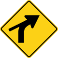 Curve with tangent from side (right) road sign (MUTCD W1-10cR)