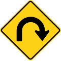 Hairpin curve (right) road sign (MUTCD W1-11R)