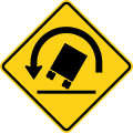 Truck rollover warning (left) road sign (MUTCD W1-13L)