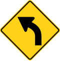 Curve (left) road sign (MUTCD W1-2L)