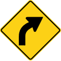 Curve (right) road sign (MUTCD W1-2R)