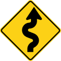 Winding road (right) road sign (MUTCD W1-5R)