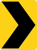 Chevron (right) road sign (MUTCD W1-8R)