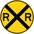 Railroad crossing ahead road sign (MUTCD W10-1)