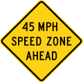 Speed zone ahead road sign (MUTCD W3-5A)